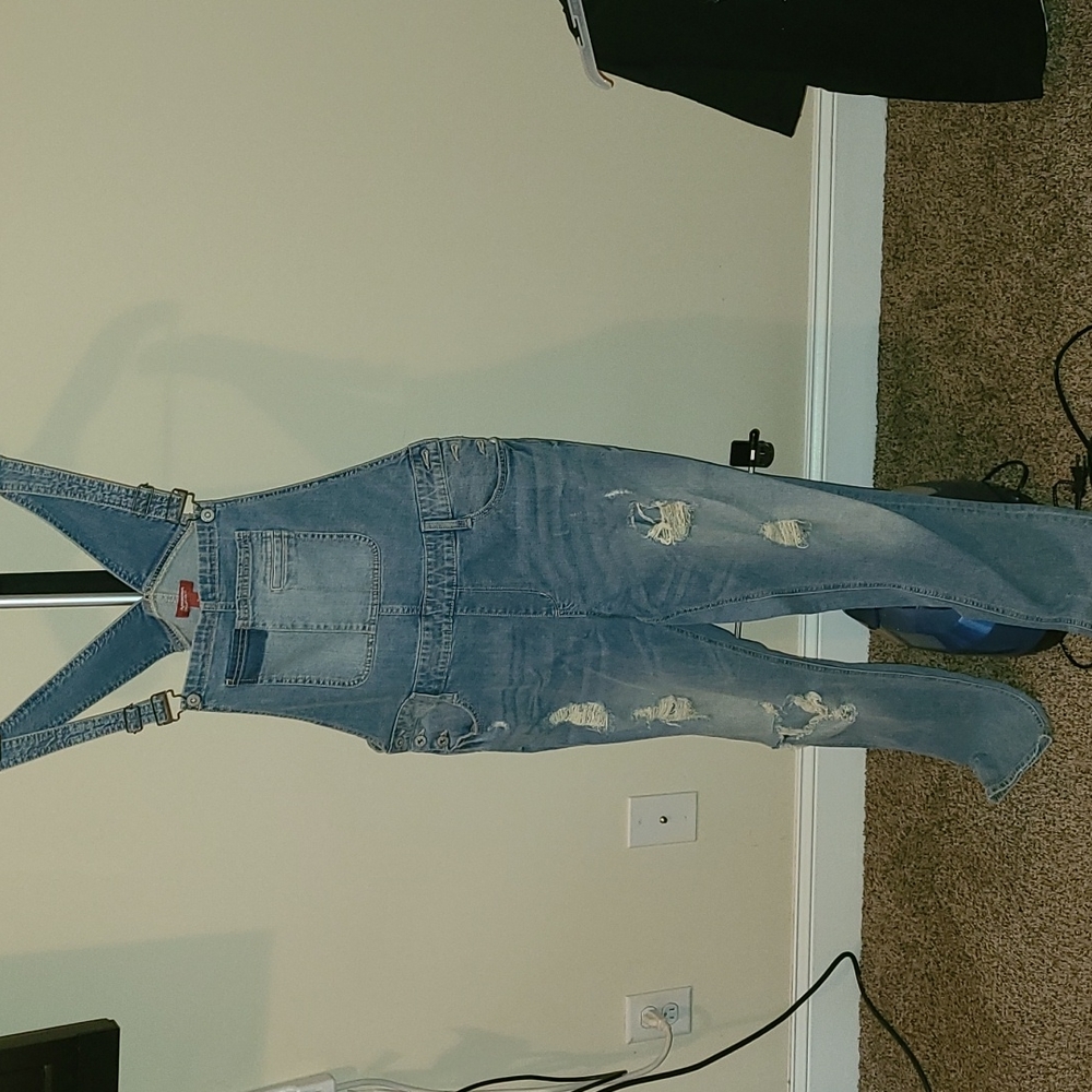 Distressed Arizona overalls